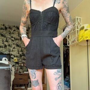Lace & Linen playsuit romper size small black